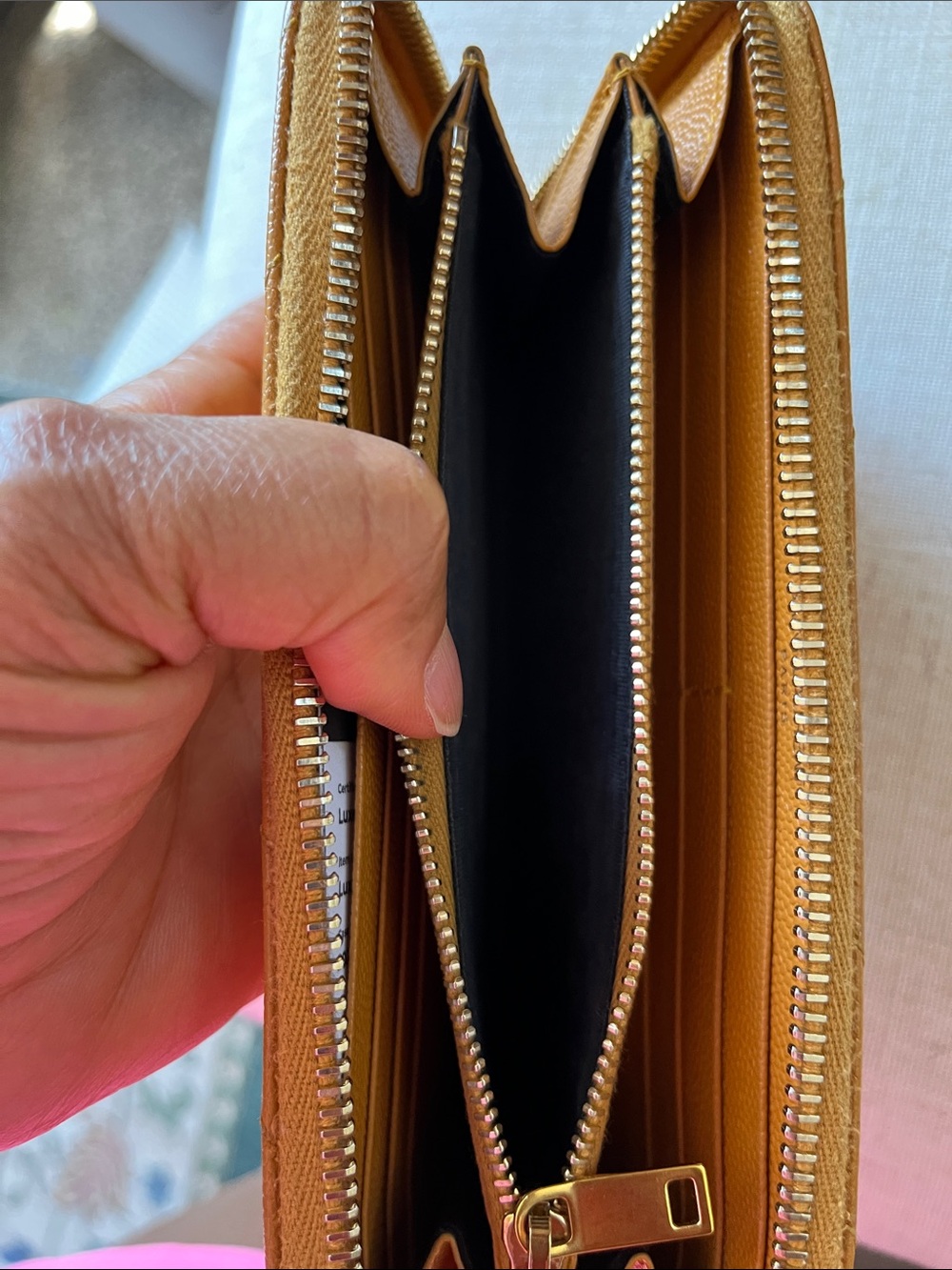 Saint Laurent Quilted Zip Wallet in Mustard Yellow with Gold YSL Logo - Picture 8 of 10